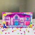 Frozen Doll House - Happy Family Villa Set For Girls - Lovely Blue Doll House For Girls - Blue Color Dollhouse Furniture Set - 30cm x 20cm x 10 cm. 