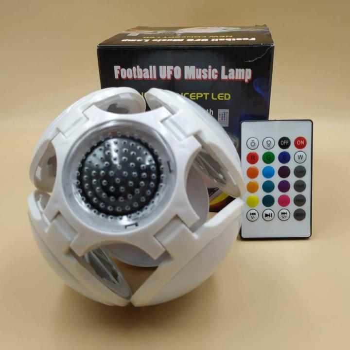 LED RGB Football Bulb E27 round shaped UFO Lamp 4 sides adjustable Bubble Ball Foldable Light with Bluetooth speaker & Remote Control