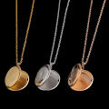 Stainless Steel Photo Locket Necklace 3 Colors Open Round Pendant Necklaces. 