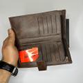 Original Balisi BL02C Men's Leather Bifold Long Wallet with Push Button Closure. 