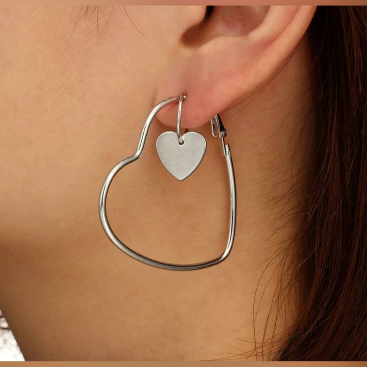 2Pais Double Heart Hoop Earrings for women