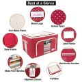 Foldable Clothing Box Oxford Cloth Steel Frame Big Capacity Clothing Home Storage Box 72 Ltr. 