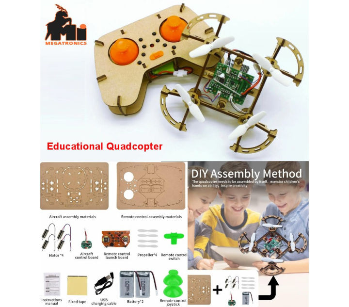 DIY STEM wooden drone quadcopter teaching Educational Science model