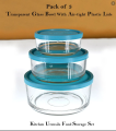 Storage Bowl Set of 3 Transparent Glass With Plastic Lid. 