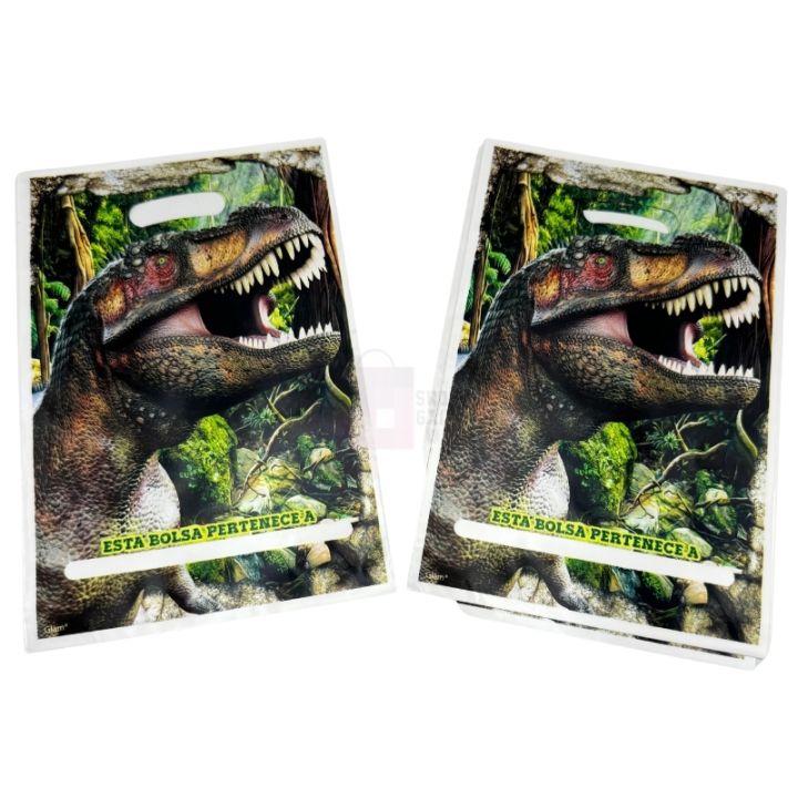 Dinosaur Goody Bags - 10 x 6 Inch - Gift Bags - Dinosaur Themed Party - Green - Unisex - Pack Of 10