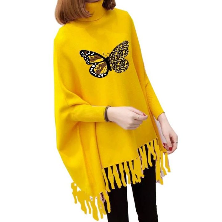 Women's%20Winter!%20Creative%20Butterfly%20Printed%20Fleece%20Poncho%20For%20Women%20Printed%20Poncho%20For%20Girls%20-%20Image%202