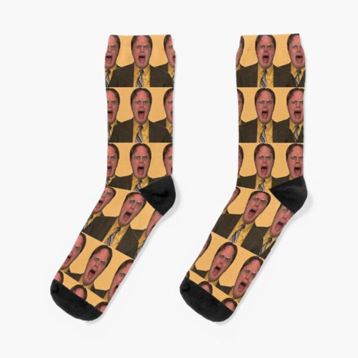 Dwight Schrute The Office Repeat Pattern Crew Socks Best Ankle Women Knee High Black Mens