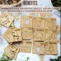 Kids Wooden Stencils Drawing and Puzzle Kit Best Learning Toy For Kids Pack of 12. 