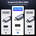 UGREEN 8K Micro HDMI to HDMI Cable Mini HDMI to HDMI Cable, Braided 48Gbps Ultra High Speed 8K@60hz, Support HDR eARC Dolby for GoPro Raspberry Pi 4 Sony. 