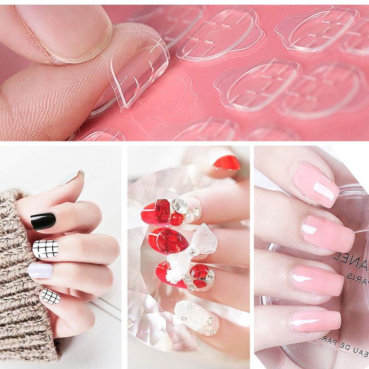 100 Glue Dots Fakee Nails Sticker Transparent Double Sided Adhesive Tapes Stickers Falsee Nail Tips Extension Stick Tools Artificial Nails Sticker