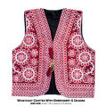 Sindhi Embroidered Waistcoat Koti for Female Adults crafted with Embroidery & Reflective Sequins Waist Coat Sleeveless. 