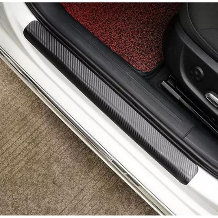 Universal 4pcs 3D Carbon Fiber Scuff Plate Auto Door Edge Sill Strips Protector Anti Scratch Guards For Car Stickers Accessories