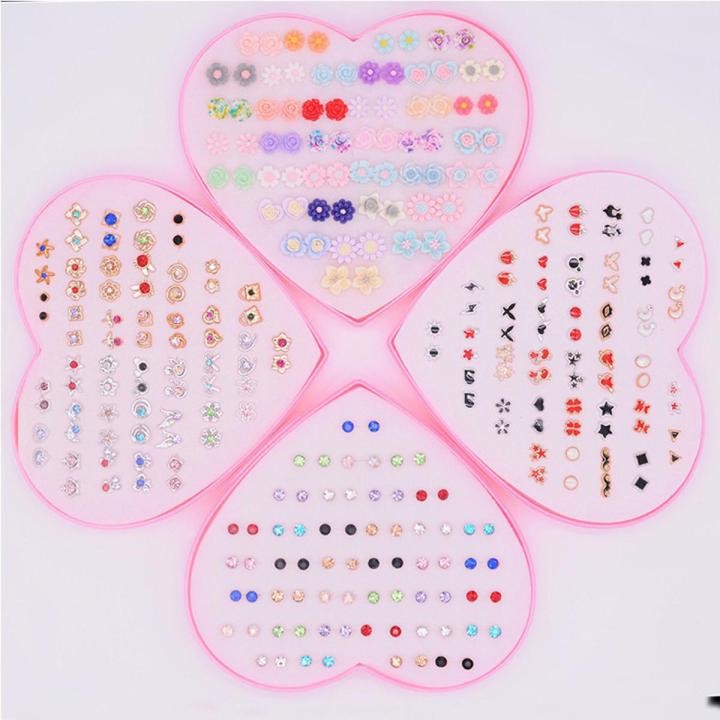 Ready Stock & COD Boxed Love 36 Pairs of Plastic Stud Earrings Set