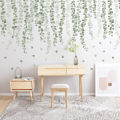 Nordic minimalist wall sticker, small fresh green leaf baseboard, top corner line, plant self-adhesive paper wallpaper. 