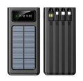 10000mAh Solar Power Bank Fast Charger - Universal Portable External Battery Pack With 4 Built-In Cables & LED Flashlight for All Phones. 