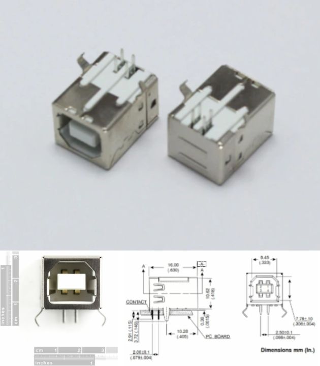 3pcs USB Female Type B Connector Arduino 4-Pin Jack