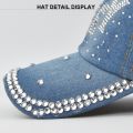 【HOT】 Diamond Setting Baseball Caps New Style Pure Men And Women Sun Hat Rhinestone Hats Denim And Cotton Snapback Cap Hip-Hop Hat. 