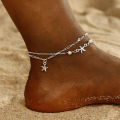 Boho Ethnic Antique 2 Layer Ankle Bracelet Cute Starfish Cuckold  Foot Chain For Women Summer Beach Jewelry Tornozeleira. 