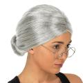 Old Lady Grandma Granny Grey Wig Bun Hair Grand Mother Fancy Dress Costume. 