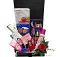 gift box for girls / cosmetic gift box for women  / makeup deal for her - 15 products - face powder / liner / mascara / lipstick / peel off nail polish /  pen perfume / eyeshade  / blush on /  bodyspray / cream / facewash. 