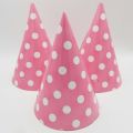 BABY PINK POLKA DOT BIRTHDAY CAPS ( PACK OF 10 PAPER CAPS ). 