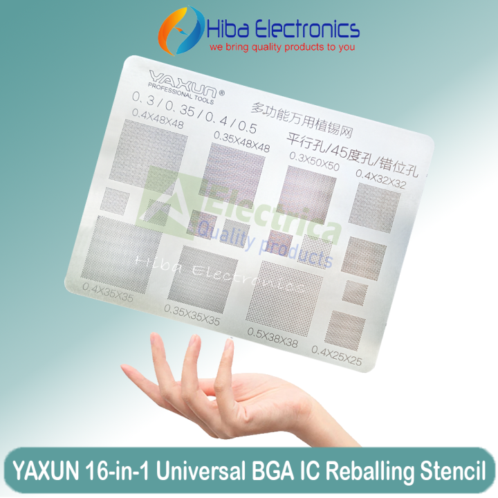 YAXUN Multi-Purpose BGA Stencil 0.3/0.35/0.4/0.5/Parallel/45 Degree Hole Universal Solder BGA Reballing Stencil Solder Net