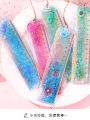 2 sets of quicksand ruler cute creative girl ruler set net red cherry blossom into the oil ruler girl heart soft ruler. 