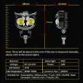 HJG Owl Spot Light For Bike Car Jeeps Motorcycle White Yellow + Flash Led Headlight 1 Pcx - 3 Functions. 