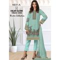Halah Sultan Classic Linen Unstitched 3 Piece Suit DN#6031-A. 