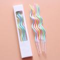 Macroon Colored Twisted Candles For Birthday - Anniversary Cake Decoration. 