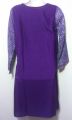 Plain Cotton Kurti With Printed Sleeves For Girls – Dark Purple. 