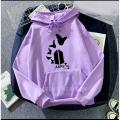 Light Purple Bts Army Printed Fleece Full Sleeves Pull Over  Hoodie For Women. 