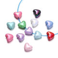 St. kunkka 50Pcs UV Colorful Heart Acrylic Beads Perforated Peach Heart Beads For DIY Jewelry Making Bracelet. 