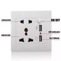AC 110-250V 13A USB Wall Socket Universal Wall Socket Panel With 2 USB Port Plug Charger Switch Power Outlet (USB Base). 