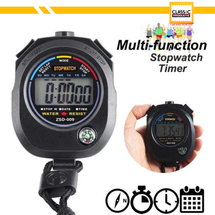 ZSD-009 Digital Stopwatch Sports 24H Clock Alarm Fitness Timer Counter For Sports Stop watch Chronograph Built in Compass