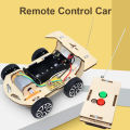 DIY Mini Solar Wireless Remote Control Car Toy Science Educational Toy Assembly RC Toys Wooden Car Vehicle Model For Kids. 