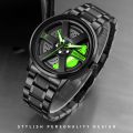 Wheel Watch Rotation Wheel Sports Car Rim Luxury Men's Watch Spinning Alloy Wheel Watch for Boys Men Creative Fashion Men Stainless Steel & Leather Straps Watch. 