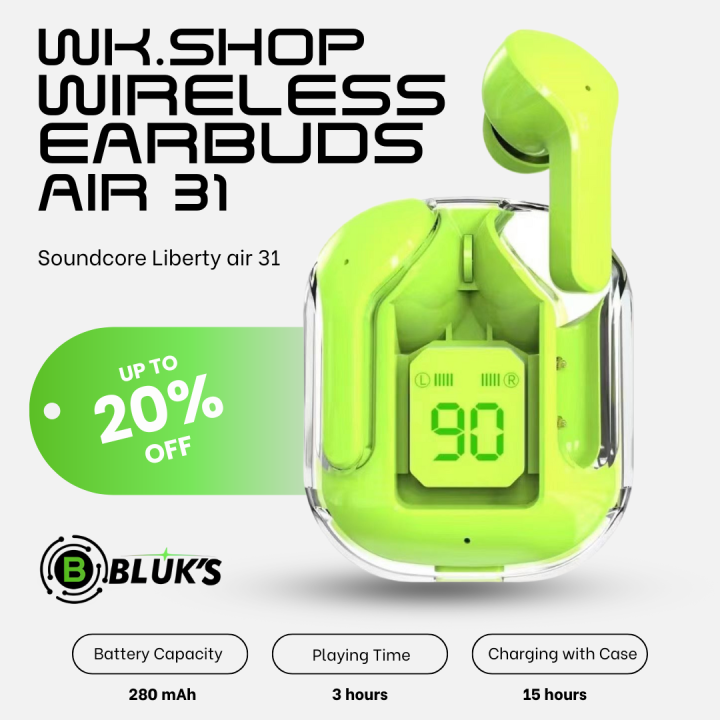 WKSHOP%20Air%2031%20Transparent%20Wireless%20Earbuds%20Bluetooth%205.3%20TWS%20Earphones%20HD%20Bass%20Touch%20Control%20Noise%20Reduction%20Gaming%20Earbuds%20Long%20Battery%20Stereo%20Sound%20Compatible%20with%20Android%20iOS%20Mobile%20Phones%20Charging%20Case%20Low%20Latency%20Handsfree%20Music%20Ear%20Buds%20-%20Image%203