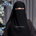Two-Layer Niqab Hijab, Super Breathable, Premium Korean Wool Chiffon, Medium Size. 