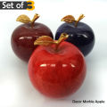 Set of 3 Marble Apples, Handcrafted Decoration, Onyx Marble Apple Decoration For Home, Marble Apple Paperweight for Desktop, Office Table, Living Room (2.5 inch). 