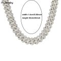 18/20/24inch Cuban Link Chain Hip Hop Men Necklace iced out paris chain 2 Row Rhinestone Paved Miami Rhombus Cuban men Necklace. 