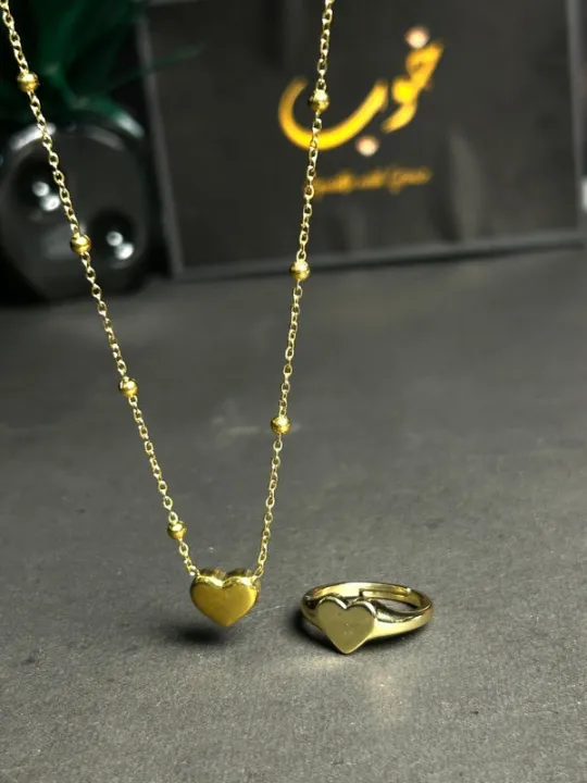 2pcs/Set Exquisite Heart Necklace and Ring| Women's Fashion Simple ...