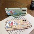 dienya For vivo Y55 5G Case With Wristband New Design Phone Case For Girl Women Thin Pattern Cartoon Doraemon Cat Shockproof Plating Silicone Casing Full Cover SoftCase Protection Cases. 