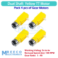 2/4/8 Pcs Doble Shaft 5v Yellow TT Motor DC Gear Motor for DIY Projects By MREECO. 