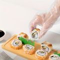 100pcs Disposable Gloves For Food, Individually Wrapped Plastic Transparent Gloves, Film Thickened PE Gloves. 