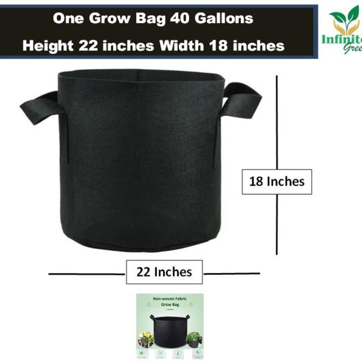 ONE Grow Bag 40 Gallon Size 22 x18 inches Heavy Duty for Plant/Vegetable/Herb/Fruit Breathable Fabric Grow Planter Pot Bags with Handles,