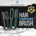 2-in-1 Hair Straightener Brush for Women | Ceramic Hot Comb with Fast Heating & Auto Shutoff | Anti-Scald Hair Styling Brush. 