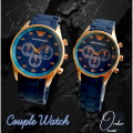 COUPLE WATCH EMPORIO ARMANI RUBBER CHAIN & PUSH BUTTON LOCK DECENT LOOKS (with free normal box).. 