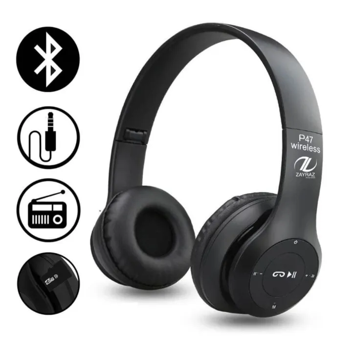 IMPORTED P47 Wireless Headphones Bluetooth Stereo Head phones Foldable Headset with Mic Wireless Built-in Mic compaible for all Android Devices and PC