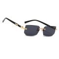 Eldorado Rimless Sunglasses Rectangle Fashion Popular Women Men Shades Small Square Sun Glasses For Female Male Summer Traveling Oculos | Leopard Head Sunglasses. 
